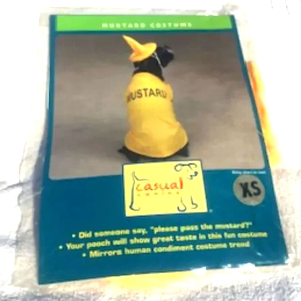 Size: Extra Small Doggie Halloween Costume . "Mustard" . Casual Canines . New